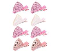 8pcs Sequins Cat Ear Hair Clips Glitter Barrette Set for Girls