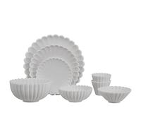 8Pcs/Set 1:6 Miniature Dollhouse Tableware Mini Plates Bowl Cup Set Dollhouse Chrysanthemum Bowl Dish Plate Set Mini Kitchenware for Barbies Doll Food Kitchen Accessories Toy (Light Grey)