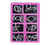 8pcs Set 3D Metal Montessori Puzzle Solving,Metal Brain Teaser Puzzles for Adults, Reverse Thinking Physics Mind Games,Brain Teaser IQ Test Disentanglement Iron Link Unlock Interlock Game