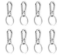 8PCS Set Carabiner Keyring, Metal Mountaineering Buckle Material Keyring Rings, Silver Key Ring Hoop, Suitable for Car Key Wallet Search, Unisex, Convenient for Daily Carry and Use