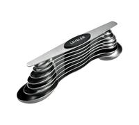 8Pcs/Set Magnetic Measuring Spoon Set Stainless Steel Stackable Double-Sided Teaspoons Metal Accurate for Seasoning Cans(Silver Black)