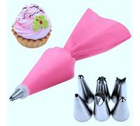 8Pcs/Set Pastry Bag Tips Kitchen Cake Icing Piping Cream Decorating Tools Reusable +6 Nozzle Set-B