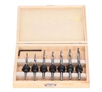 8Pcs/Set Tapered Countersink Bit Screw Set, High Speed Steel Wood Pilot Hole Drill Bits, One Operation for Pilot Holes and Countersinks, with Adjustable Collars for 5 12