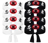 8pcs/set Traditional Japanese Karate Samurai Hairband Reusable Kids Karate Headband for Cosplay Hair Decorations
