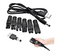 8Pcs Shaver Charger Kit, Black Electric Shaver Chargers USB Shavers Charger Cable for Hair Clippers, Beard Trimmers, Shavers, Beauty Instruments, Desk Lamps, Purifiers