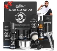 8Pcs Shaving Kit for Men Gift Basket for Christmas Birthday Father's Day Includes Pre-Shave Oil Shaving Cream After Shave Cream 10pcs Razor Blades Safety Razor Shaving Bowl Shaving Brush Beard Bib