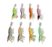 8pcs Shrimp Lures Luminous Silicone Realistic with Sound Beads Shrimp Baits for Squid Octopus Fishing in Night or Muddy Water 3.0# 10cm 3.5# 12cm (3.0#)