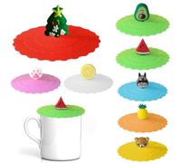 8PCS Silicone Cup Lids Set, Cup Covers for Drinks, Elastic Lids, Reusable Drink Covers Anti Spike, for Tea, Beer, Wine Glass