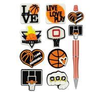 8Pcs Silicone Focal Beads for Pens - Premium Soft, Durable Beads for Custom Pen Making, DIY Craft Projects, and Personalization - Assorted Colors and Designs (Basketball)