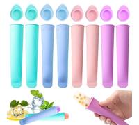 8PCS Silicone Ice Cream Moulds Ice Lolly Pop Mould Silicone Popsicle Mold Pop Moulds BPA Free Silicone Folding Funnel Popsicle Moulds Kids Popsicles ICES Lolly Maker (8PCS)