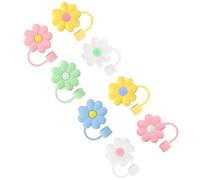 8pcs Silicone Straw Lids, Reusable Straw End Plugs for Clean Drinking | 8.5x3x1cm Size, Cute Flower Shape, Smooth Surface, Helps Control Splashes during School Lunches or Outdoor Activities