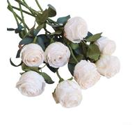 8pcs Silk Roses For Living Room Table Decor Floral Arrangement With Vintage Aesthetic Gradient Finish And Bendable Stem Function(White)