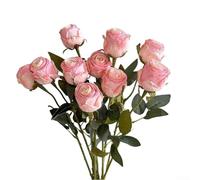 8pcs Silk Roses For Living Room Table Decor Floral Arrangement With Vintage Aesthetic Gradient Finish And Bendable Stem Function(Shallow powder)