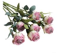 8pcs Silk Roses For Living Room Table Decor Floral Arrangement With Vintage Aesthetic Gradient Finish And Bendable Stem Function(Purple)