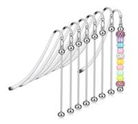 8Pcs Silver Beadable Bookmarks DIY Metal Blank Bar Modern Bookmark for Beads Stainless Steel Modern Beaded Craft Jewelry Pendant Charm Gift for Book Lovers Student Teacher Office Supplies