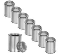 8pcs Silver Empty Metal Paint Storage Can with Lid 200ml Iron