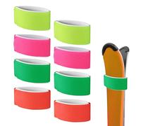8pcs Ski Straps Fasteners, Adjustable Ski Wrap Straps Ski Bands Tapes Storage Ties with Protective Pad for Ski Boards Poles Winter Sports Accessories (Green, Yellow, Orange, Rose Red)