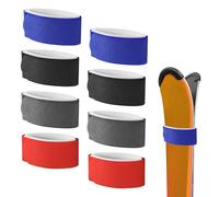 8pcs Ski Straps Fasteners, Adjustable Ski Wrap Straps Ski Bands Tapes Storage Ties with Protective Pad for Ski Boards Poles Winter Sports Accessories (Black, Red, Gray, Blue)