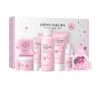 8Pcs Skin Care Set, Sakura Skincare Gift Sets for Teenage Girls, Skin Care Set for Girls with Cleanser, Toner, Serum, Eye Cream, Face Cream, Travel Size Skin Care Set for Women Teen Girls Mom (8Pcs)