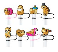 8Pcs Sloth Silicone Straw Tips Cover for Stanley Cup with Handle,10mm Silicone Straw Covers for Stanley 40oz & 30oz Tumbler Cup Accessories