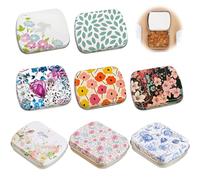 8Pcs Small Tin Box with Lids for Women Rectangular Iron Pocket Tea Mini Metal Boxes Portable Storage or Gift for Jewelry Pills Earplugs Beads and Small Items(6 * 4.5 * 1.5cm)