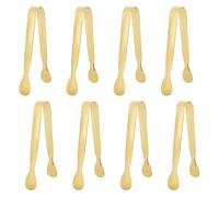 8pcs Small Tongs for Kitchen Serving - Mini Stainless Steel Food Tongs - Ice Cube Sugar Appetizer Serving Utensils - Gold Metal Cooking Tongs for Buffet Party Camping Desserts