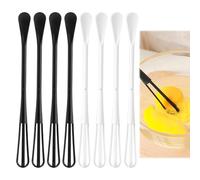 8PCS Small Whisk for Whisking Mini Whisk and Spoon Small Whisks for Drinks 2 in 1 Plastic Whis k Multifunctional Silicone Whisks for Blending Beating Ingredients Mixing Sauces(Black White)