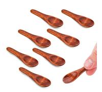 8pcs Small Wooden Spoons, 2.36in Mini Condiment Spoons Little Wooden Teaspoons Tiny Salt Spoon Short Handle Wood Serving Utensils for Sauces Salt Sugar Spices Dips Honey Coffee Mustard Cooking