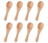 8pcs Small Wooden Spoons, 3.93x1.18 Inch Wooden Color Mini Condiment Spoons Tiny Spoons Wood Little Serving Utensils for Honey Spices Sauces Sugar Dessert Coffee