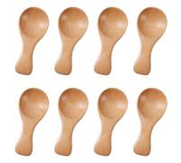 8pcs Small Wooden Spoons, Mini Condiment Spoons Handmade Tiny Spoons Wood Serving Utensils for Sauces Salt Sugar Jam Spices Jars Dips Ice Cream Honey Coffee Tea Mustard Cooking