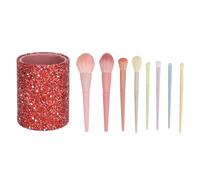 8pcs Soft Hair Makeup Brush Set, Cosmetic Brushes for Eyeshadow Blush Loose Powder, Glitter Storage Box Included, Professional & Beginner Friendly Brushes with Ergonomic ABS