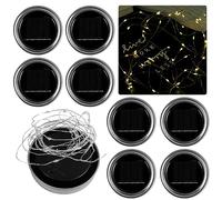 8Pcs Solar Mason Jar Lights 9.84ft 30LED IP44 Waterproof Solar Lanterns, Garden Lights, Hanging Lights, Flexible Fairy Jar Lids String Lights Auto On/Off Anti-Rust Solar Jar Lights for Garden Wedding