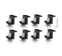 8Pcs Solar Panel End Clamps with M8 Slot Wrench, Aluminium Alloy Mounting Brackets for Roof, Caravan, Boat and Yacht Installation, Compatible with 30mm/35mm/40mm/45mm Frames, Black/Silver