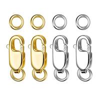 8PCS Solid Sterling Silver 925 Lobster Claw Clasps with Jump Rings, Necklace Bracelet Gold Silver Clasps for Jewelry Making, Large Lobster Claw 12mm Split Rings 4mm Replaced Jewelry Clasps Set