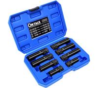 8PCS Spline Lug Nut Socket Set, CR-MO Universal Wheel Lock Removal Tool & Master Key Kit for Automotive Locking Lug Nuts, 5/6/7/12 Spline