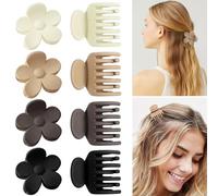 8PCS Square Hair Clips - Matte Non-Slip Claw Grip for Thin and Medium Thick Hair - Women and Girls Octopus Style