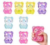 8Pcs Squishy Fidget, Sugar Squishy Bears, Six Piece Set, Mini Candy Coloured Handheld Sensory, Random Colour Assortment, Portable Pocket Size