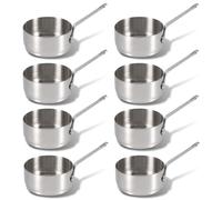 8PCS Stainless Steel Condiment Sauce Cups,100ml/3.38oz Mini Sauce Pot with Handle,Nonstick Saucepan Reusable Salad Dressing Container Saucers Bowl Seasoning Dishes Pot for Home Kitchen Outdoor Picnic