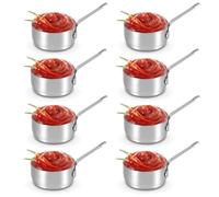 8PCS Stainless Steel Condiment Sauce Cups, 100ml/3.38oz Sauce Dishes, Reusable Salad Dressing Container Mini Individual Saucers Bowl Round Seasoning Dishes with Ergonomic Handle for Ketchup, Mustard
