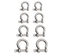 8pcs Stainless Steel D Shackle for Winch and Anchor Line Towing | Silver Hardware, Rust Resistant Build, Easy Screw Pin Setup, Compact for Cargo Handling and Mooring
