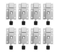 8pcs Stainless Steel Door Bolts Spring Latch & Button Release Manual Sliding Lock for Enhanced Gate & Door Security - Durable Safety Solution