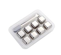 8PCS Stainless Steel Ice Cubes Whisky Stones Quick Freeze Ice Stones Non Melting Ice Cube Reusable Wine Stones Chilling Rocks for Whiskey,Beer,Wine,Cooled Beverages