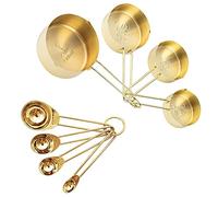 8pcs Stainless Steel Measuring Spoons and Measuring Cups Set Kitchen Accessories Baking Tea Coffee Spoon Measuring Tools (Gold)…