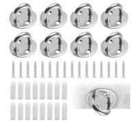 8Pcs Stainless Steel Pad Eye Plates Heavy Duty Marine U-Hooks with 16 Screws & Plastic Plugs Marine Grade U-Hooks Wall & Ceiling Hardware for Boat, RV, Garage & Outdoor Use