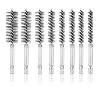 8pcs Stainless Steel Wire Bore Brushes, Wire Brush for Drill with 1/4 Inch Hex Shank Pipe Cleaning Brush Copper Pipe Cleaner Twisted Wire Brush for Power Drill Impact Drivers Die Grinders