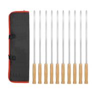 8pcs Stainless Steels Grilling Skewer with Wood Handle Outdoor Camping Metal BBQ Fork 17inch Kabob Skewers