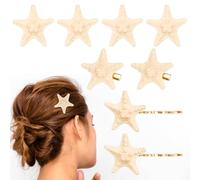 8pcs Starfish Hair Clips, Sea Star Hair Pins for Girls Women Seashell Hair Clips Resin Pretty Starfish Hairpin Barrette Sea Shell Hair Accessories Headpieces Hair Pins