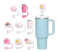 8PCS Straw Covers, Reusable & Leak-Proof Silicone Straw Topper for Stanley Cup 9-10mm Compatibility, Dust-Proof & Easy to Clean, Ideal for Kids/Families & Gifting