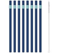 8pcs Straw Replacement, Hard Plastic Reusable Water Bottle Straw Parts Accessories with Brush Compatible with Owala Tumbler 40oz Stainless Steel Cup (Blue)