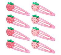 8Pcs Strawberry Hair Clips, Pink Snap Hair Clips Metal Barrettes Little Girl Hairs Accessories Decorative Kawaii Y2k Accessories Gift for Girls, Toddlers, Kids and Teens